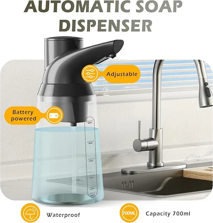 Greatmay Adjustable Automatic Soap Dispenser Touchless, 4 Adjustable Levels，Battery Powered Operated Sensor Liquid Soap Pump，Touch-Free Hand Sanitizer Dispenser - ModernBath