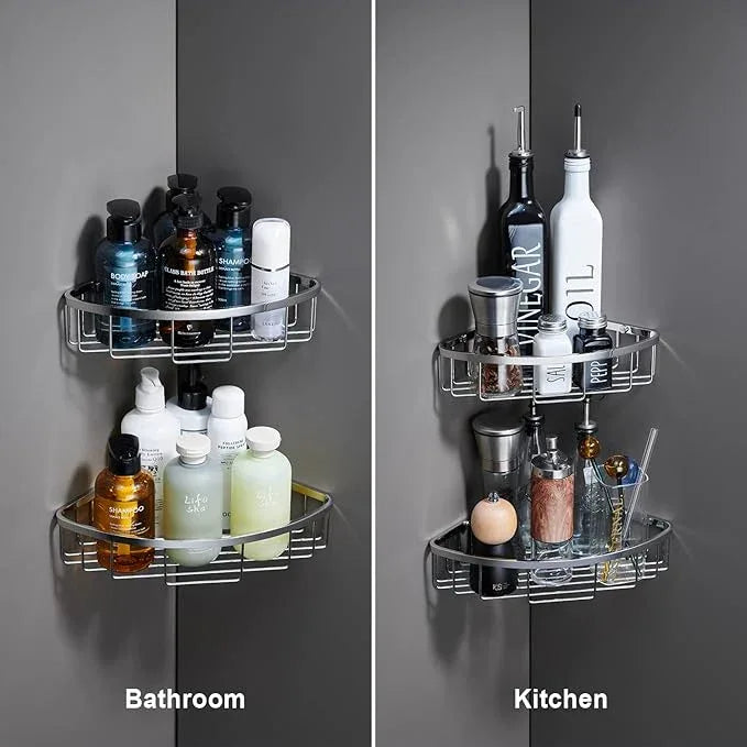 Segistan Corner Shower Caddy Organizer, SUS304 Stainless Steel Heavy Duty Rust-Proof Shelf Shampoo Holder, Wall Mounted Storage Rack for Bathroom Kitchen, 2 Packs Polished Chrome - ModernBath