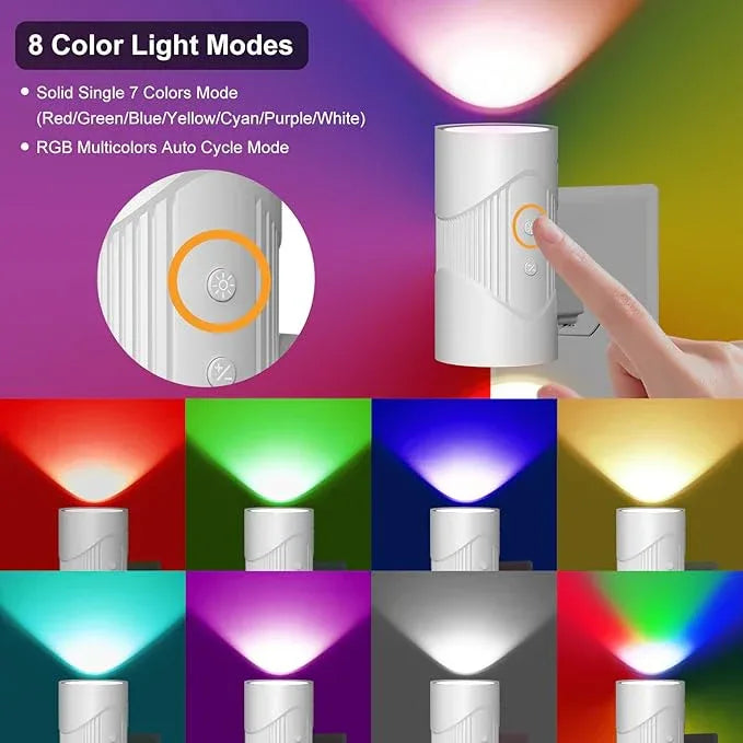 easuntec Night Light, Night Lights Plug into Wall, Color Changing Night Light, Dusk to Dawn Sensor, 8 Light Modes, Dimmable RGB Night Lights for Bedroom Bathroom Hallway Kitchen Stairs (RGB,2 Pack) - ModernBath