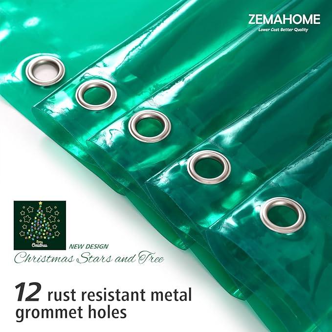 Green Holographic 3D EVA Shower Curtain Liner Glitter Star, 72x72 Premium Light Weight Plastic Bathroom Shower Curtain with Rustproof Metal Grommets for Shower Stall, Bathtubs(No Hooks) - ModernBath