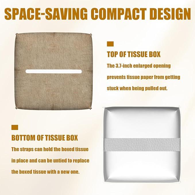 Bear Pine Tree Tissue Box Cover 2PCS, Leather Tissue Box Holder Square Facial Paper Case Tissue Box Cube Organizer for Bathroom Bedroom Desk Office - ModernBath