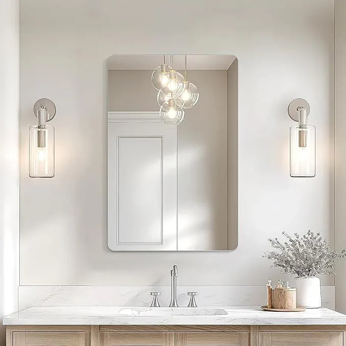 USHOWER Frameless Bathroom Mirror for Over Sink, 24x36 Inch Rectangle Wall Vanity Mirror for Bathroom, Bedroom, Entryway, Polished Edge, Tempered Glass - ModernBath