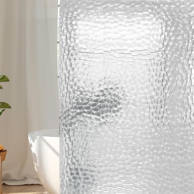 WELTRXE EVA 8G Shower Curtain Liner, 72x72 Inch 3D Clear Bubble Heavy Duty Waterproof Shower Curtain Liner with Magnets Thick Plastic Shower Curtains Weighted Bathroom Shower Liner, 12 Hooks - ModernBath