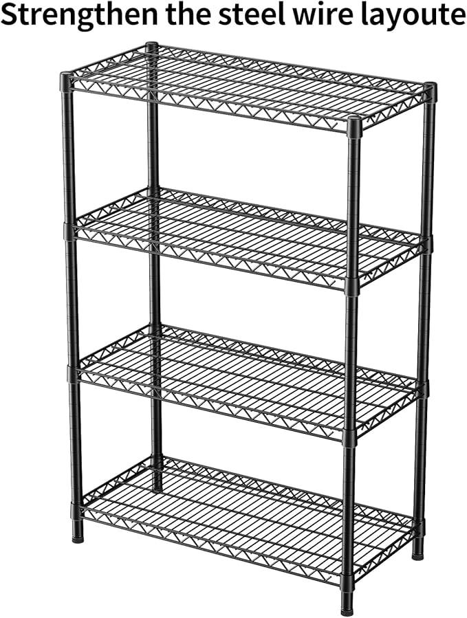 SINGAYE 4 Shelves Wire Storage Shelf 1400LBS Heavy Duty Storage Shelving Unit Metal Organizer Wire Rack Shelving 18" Dx36 Wx59 H Black - ModernBath