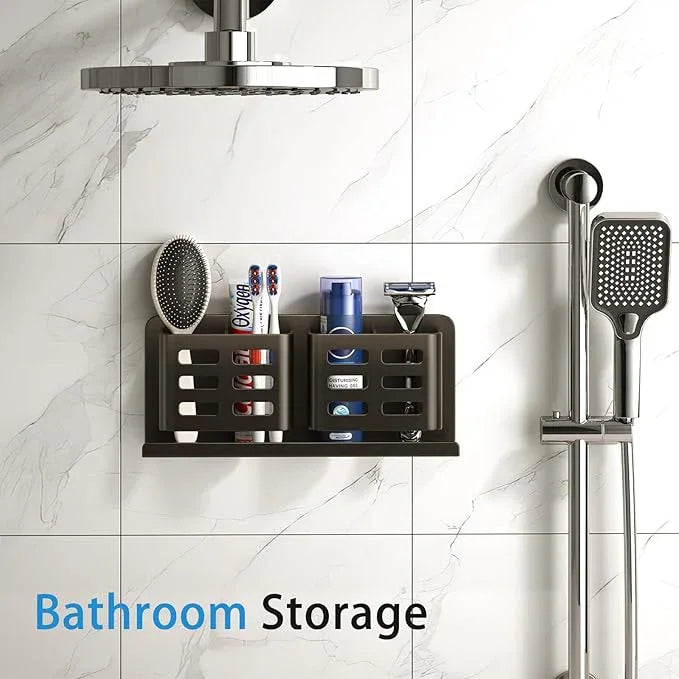 YESENT Aluminum Toothbrush Holder Self-Adhesive Hanging Bracket Shower Toothbrush Razor Holder Suitable for Toothbrush, Toothpaste, Razor and Comb etc Bathroom Storage - ModernBath