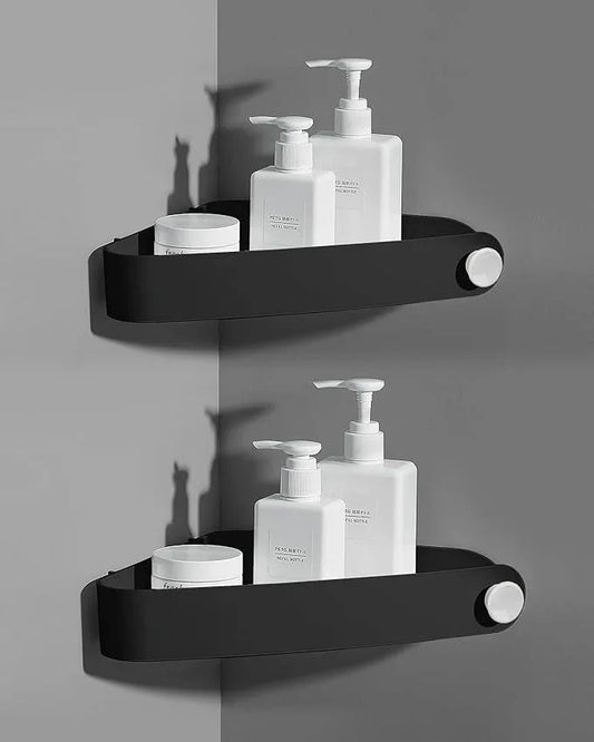 Sotfamily Shower Caddy Corner, 2 Pack Adhesive Corner Shower Shelves for Bathroom Organizers and Storage, Rust Free Plastic Rack for Bathroom Accessories & Decor, Black - ModernBath