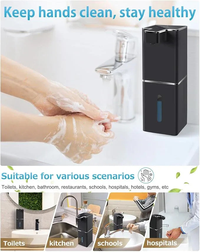 JEMISUN Automatic Foaming Soap Dispenser Touchless 380ml/12.8oz Rechargeable Hand Soap Dispenser Wall Mounted 4 Levels Adjustable Foam Soap Pump for Bathroom Kitchen Dish Soap - ModernBath