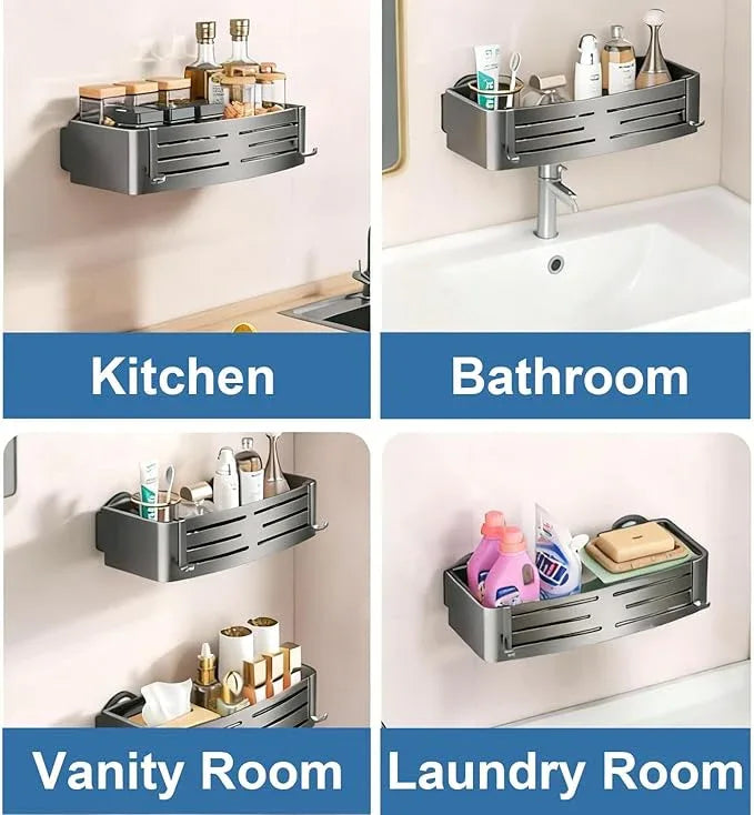 2Pcs Suction Cup Shower Caddy,Upgrade Extra-Strong Suction Shower Shelves with Hooks,No Drilling Waterproof & Rustproof Bathroom Organizers and Storage,Reusable Shower Racks for Shampoo and Toiletries - ModernBath