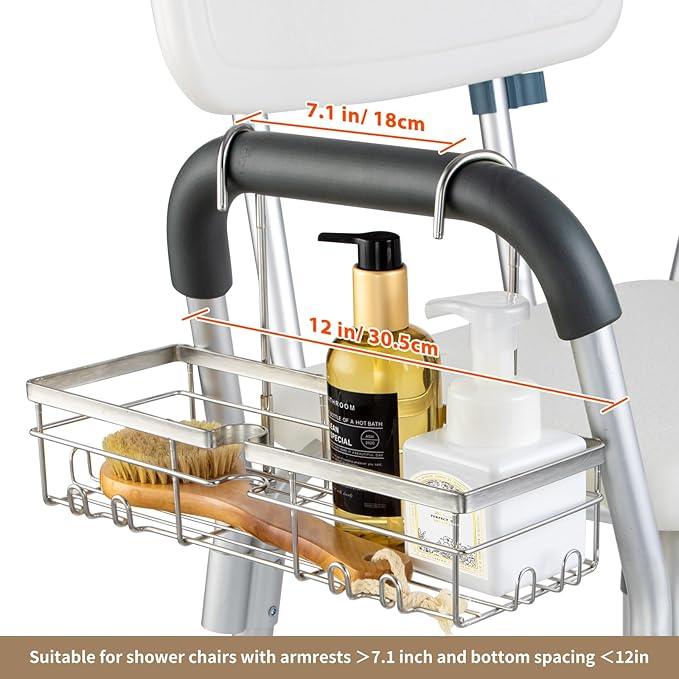 DELLAN Hanging Shower Caddy, Shower Rack with Hooks for Shower & Bath Chair, Bathroom Shower Basket for Elderly, Pregnant, Handicap, Patient - ModernBath