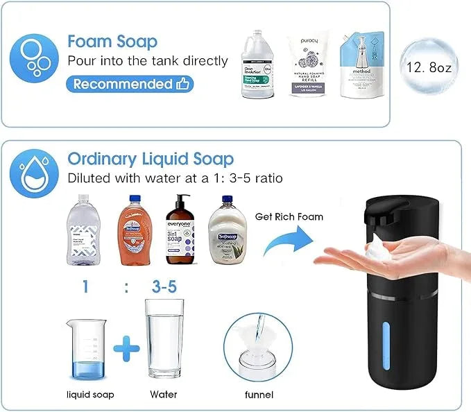 SYLFU Automatic Foaming Soap Dispenser, Touchless Hand Soap Dispenser Rechargeable, Dish Foaming Liquid Dispenser Electric for Bathroom Countertop, Kitchen and Commercial 12.85 oz/380mL - ModernBath