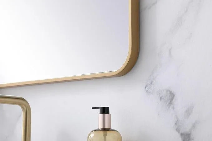 ARS Concepts Aura, Soft Corner Metal Rectangular Mirror 24X32 Inch in, Modern, Brass - ModernBath