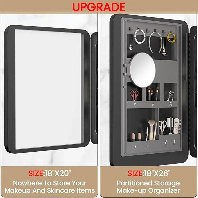 Rresyet 18 x 20 Bathroom Mirror Cabinet with Adjustable Shelves, Bathroom Mirror with Storage, Recessed or Wall Mounted Medicine Cabinet for Skin Products, Beauty Tools etc - ModernBath