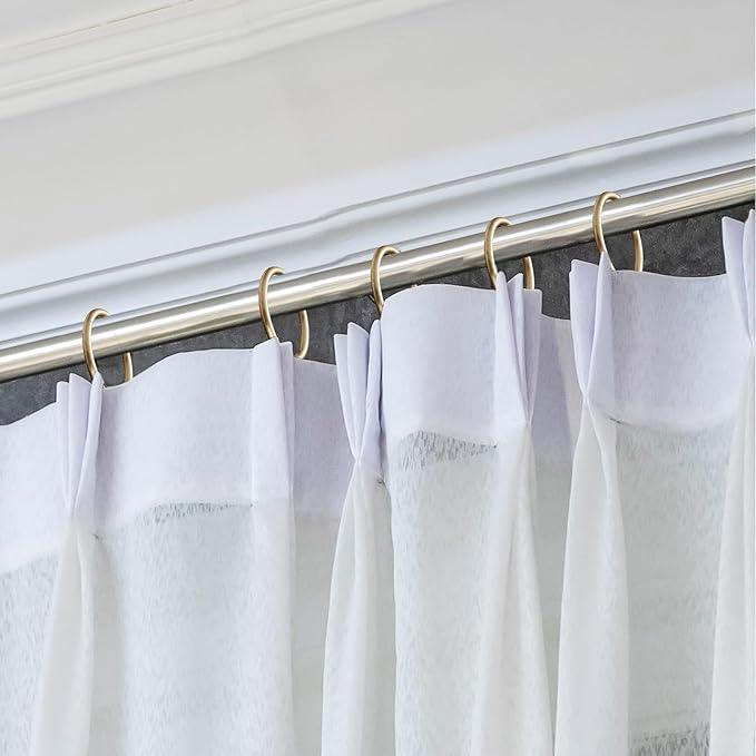 Hotop 30 Pcs Metal Drapery Curtain Rings 0.98/1.26/1.65 inch Interior Diameter and 30 Pcs Hanging Curtain Drapery Pin Hooks for Window Door Shower(Champagne Gold,25mm) - ModernBath