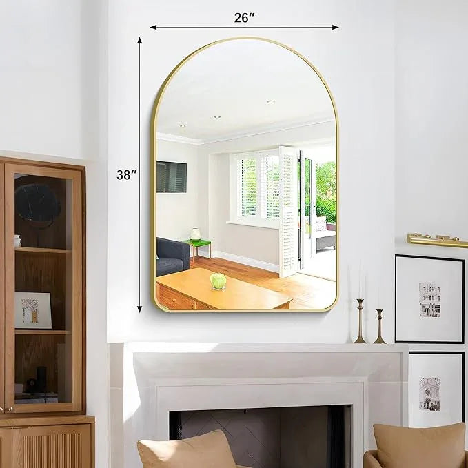 Arched Bathroom Mirror, 26"x38" Gold Arched Mirror for Bathroom, Wall Mounted Mirror, Vanity Wall Mirror Metal Frame for Bedroom, Entryway, Living Room, Hanging or Leaning Against Wall - ModernBath