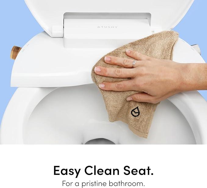 TUSHY Wave Non-Electric Bidet Toilet Seat | Sleek Round Design, Quick-Release for Easy Cleaning | DuoFlow Front & Rear Wash, Soft-Close Lid, Comfy Seat, 10-Min DIY Install, Bamboo Knob - ModernBath
