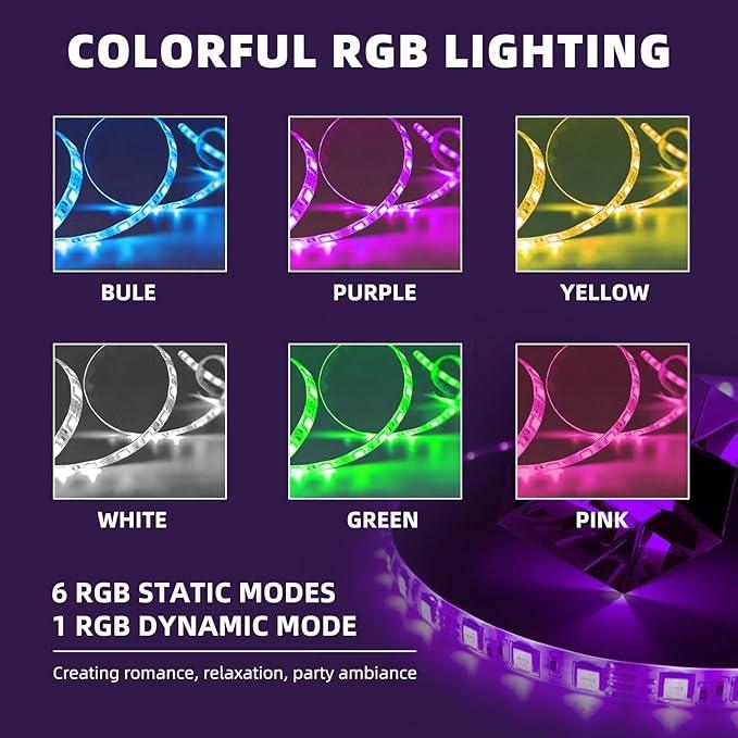 FENCHILIN 32 x 23 Inch RGB LED Vanity Mirror with Light and RGB Backlit Hollywood Lighted Makeup Mirror, Smart Touch Control Light Mirror with Memory Function - ModernBath