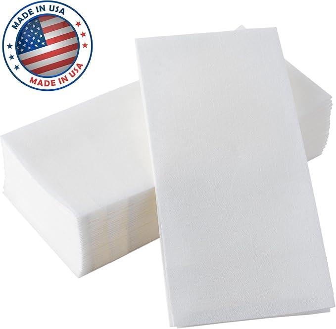 100-Pack BloominGoods Disposable Bathroom Napkins | Linen-Feel Guest Towels | Cloth-Like Hand Tissue Paper, White, 12" x 17" (Made In USA) - ModernBath