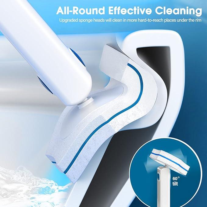 Disposable Toilet Brush with 48 PCS Refills, Disposables Toilets Cleaning System with Handle, Storage Caddy and 48Toilet Bowl Refill Heads for Bathroom Cleaning - ModernBath