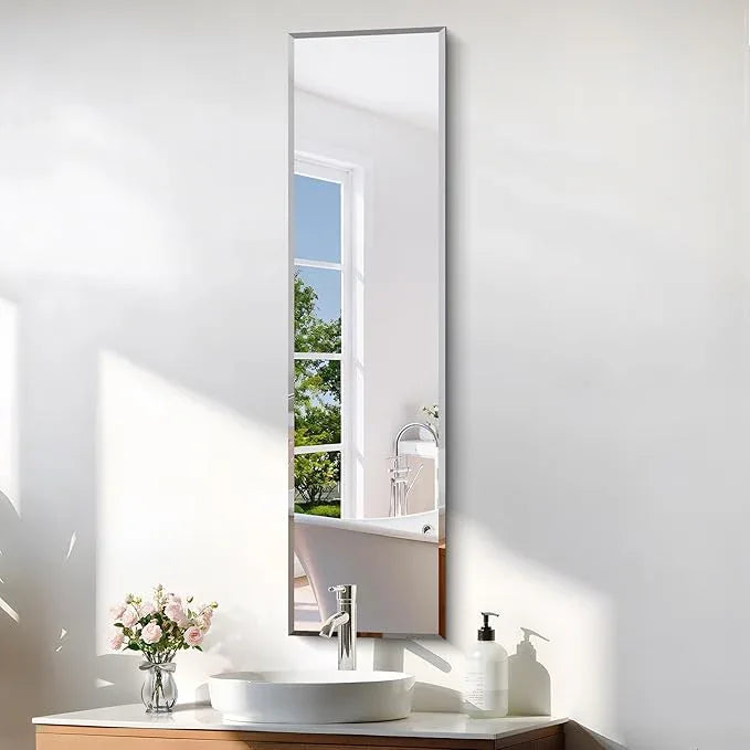 KOCUUY Frameless Full Length Mirror, 48" x 12" Beveled Bathroom Vanity Mirror, Large Rectangle Wall Mirror with Beveled Edge, Tempered Glass, Horizontal/Vertical - ModernBath