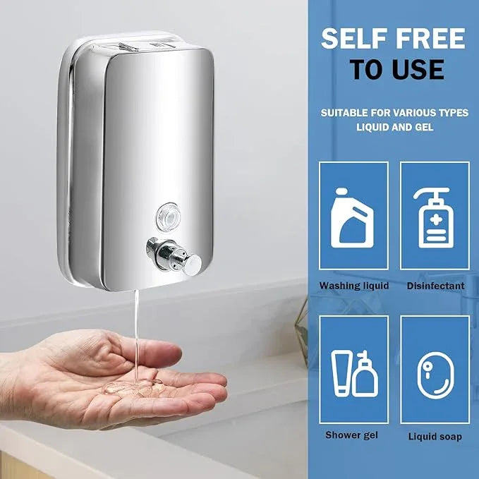 34 oz/1000ml Stainless Steel Commercial Soap Dispenser Wall Mount, Hand Soap Dispenser for Bathroom, Refillable Soap Liquid Dispenser for Bathrooms Kitchen Restaurants Hotel Hospitals - ModernBath
