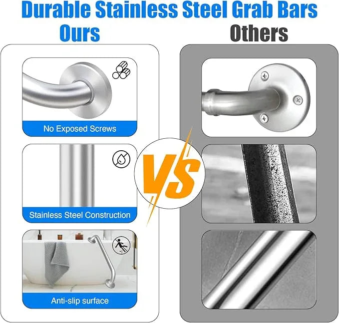 ROTHLEY 18 Inch Grab Bar for Bathtubs and Showers: Stainless Steel Shower Grab Bar Wall Mounted Shower Handle with Concealed Screws Anti Slip Saft Handle for Elderly Seniors (Brushed Nickle) - ModernBath