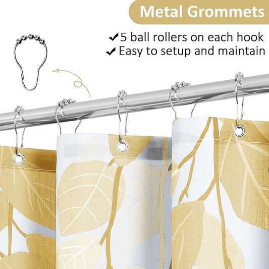 BOODII Gold Shower Curtain for Bathroom Botanical Eucalyptus Nature Eucalyptus Shower Curtain Set Floral Leaves Waterproof Bathroom Bath Curtains with Hooks 72x72 - ModernBath
