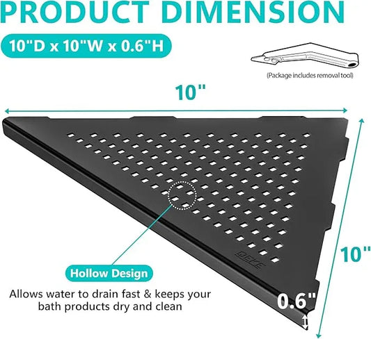 Corner Shower Shelves, 10” Recessed Tile Shower Shelf Matte Black, 304 Stainless Steel Grout in Corner Tile Bathroom Shelves, No Drilling, 2 Pack - ModernBath