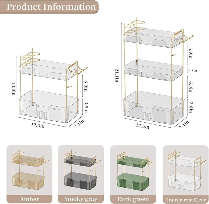 YCIA&DONE Bathroom Counter Organizer, Large Makeup Organizer Countertop, Shelf Storage, Vanity Tray, Easily Assemble for Bathroom Organizers and Storage, Undersink, Cabinet, 3 Tiers Grey - ModernBath