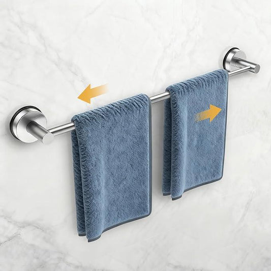 14.6inch~24inch Towel Racks for Bathroom,Adjustable Suction Cup Towel Bar for Bathroom Wall,Stainless Steel Bath Towel Holder for Shower(Brushed Silver) - ModernBath