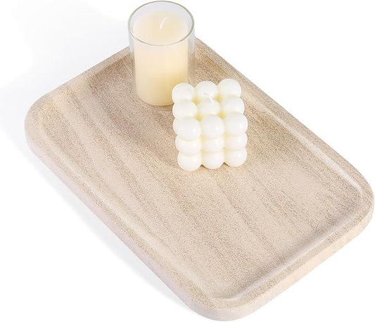 Karibiber Marble Vanity Tray, Bathroom Tray Countertop, Decorative Dresser Organizer, Perfume, Jewelry Holder, Beige Stone Serving for Kitchen Sink Storage(MOCA Cream) - ModernBath