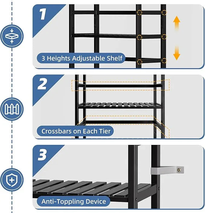HITNET Bamboo Bookshelf, 6-Tier Tall Open Bookcase with Adjustable Shelves, Floor Standing Storage Shelf Unit for Living Room Bathroom Home Office, Black - ModernBath