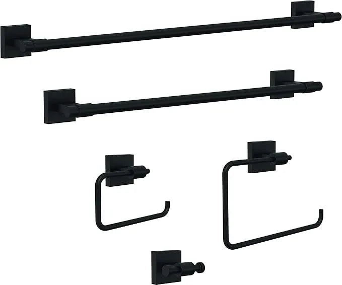 Franklin Brass Maxted (1-Pack) Hand Towel Holder Matte Black Towel Racks for Bathroom Wall Square Towel Ring Holder for Bath Towel Hanger for Kitchen, Bathroom Accessories MAX46-FB - ModernBath