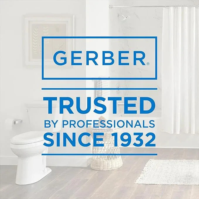 Gerber Soft-Close Elongated Toilet Seat with Two Button Quick-Release, Top-Mount Installation, Non-Slip Bumpers, and Cover, Heavy-Duty Plastic, White, GC550130 - ModernBath