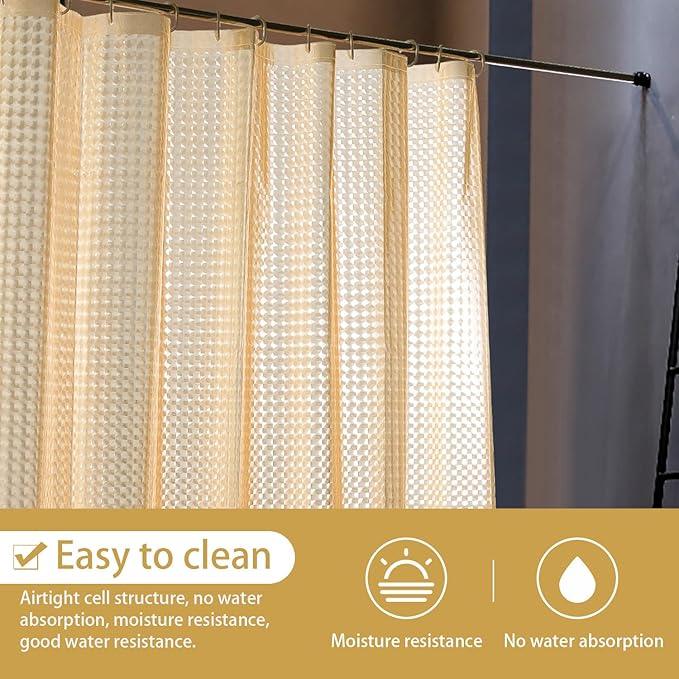 NTBAY EVA Semi-Transparent Clear Shower Curtain with Yellow Checkered, Water-Repellent Liner with 3 Magnets for Bathroom, 72x72 Inches - ModernBath