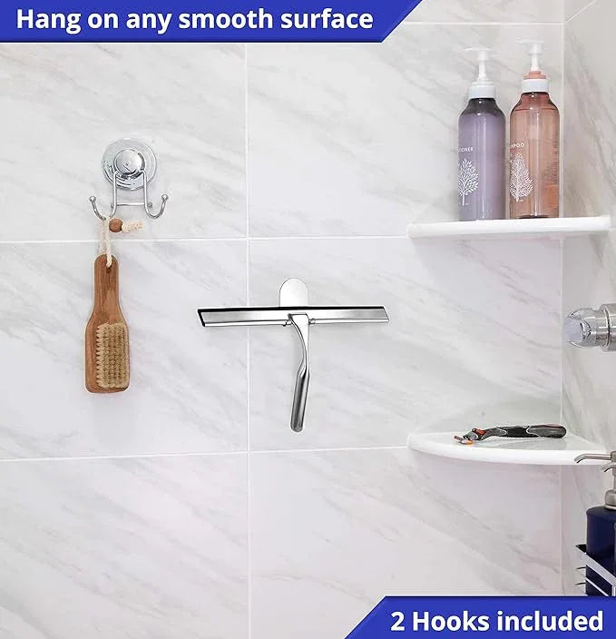 HOME SO 12” Shower Squeegee in Chrome Finish; Effective Rubber Blade Squeegee for Windows, Glass Shower Doors, Car Windshield, Mirrors, Tile Walls, Kitchen Surfaces and More - ModernBath