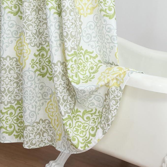 BESTRIPES Fabric Shower Curtain 78 Inches Long, Green Yellow Grey Boho Medallion Print Shower Curtains for Bathroom, 72" W x 78" H - ModernBath