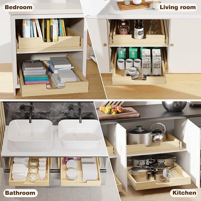 Pullout Cabinet Organizer, 14''W×21''D×3''H Slide Out Shelves for Kitchen Cabinets, Pull out Drawers for Kitchen Cabinets, Pantry, Bathroom, & Storage Organization - ModernBath