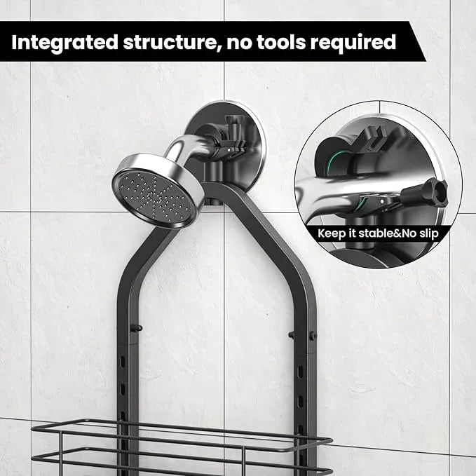 Aquohola Shower Caddy Hanging (Black), Adjustable Anti-Swing-Over The Shower Head Caddy, 4 Tier Height Bathroom Storage Organizer Bathroom Shelves Basket Rack Shower Caddies (4Tier) - ModernBath