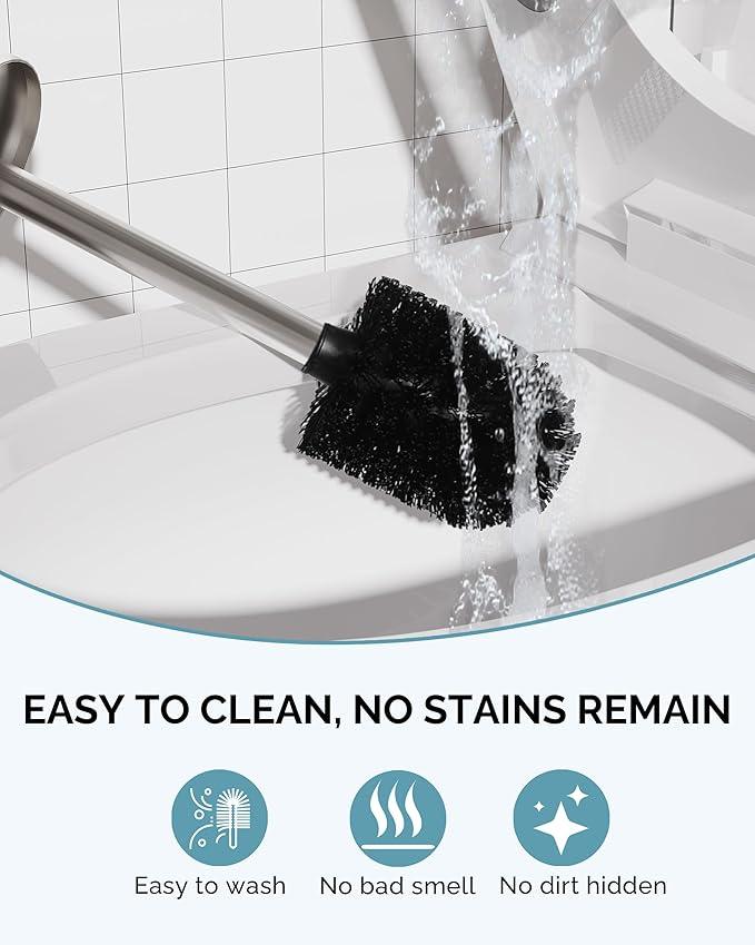 WZKALY Toilet Brush and Holder Set, Stainless Steel Toilet Bowl Brush with Lid, Rust Proof Toilet Cleaner Brush with Caddy, Durable Bristles, Splash Proof, Ideal for Bathroom (1 Pack, Brushed Nickel) - ModernBath