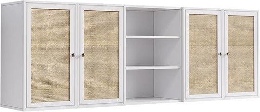 Kitchen Wall Cabinets,Rattan Wall Mounted Laundry Cabinets with Adjustable Shelf, Floating Hanging Storage Cabinet for Laundry Room, Bathroom, Kitchen,63" W x 11.8" D x 21.6" H - ModernBath
