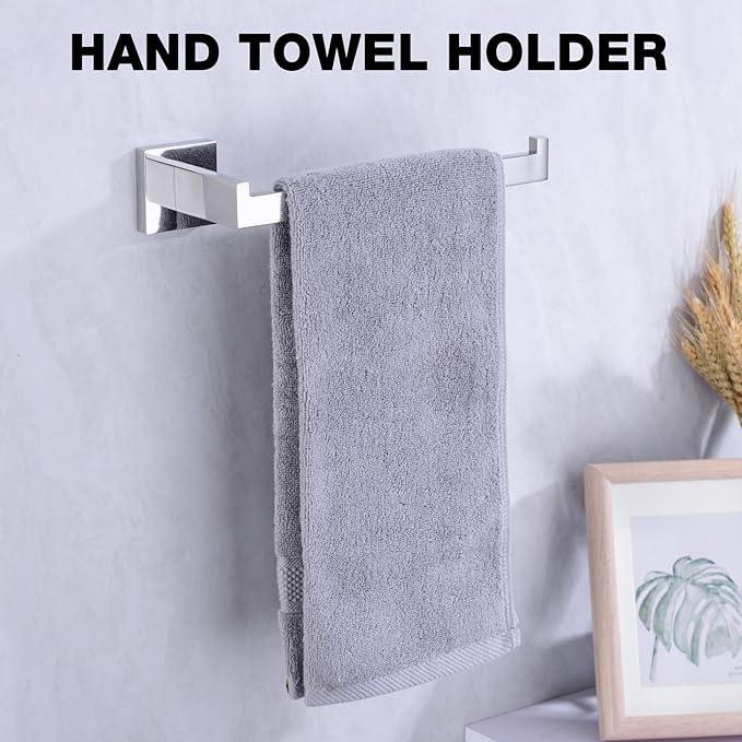 TRUSTMI 5-Piece Bathroom Hardware Accessory Set Robe Hook Towel Bar Toilet Roll Paper Holder Towel Ring Wall Mounted, SUS 304 Stainless Steel, Chrome - ModernBath