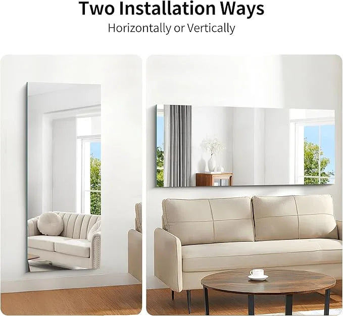 KOCUUY Frameless Mirror, 60"x24" Large Bathroom Mirror for Over Sink, Unframed Mirrors for Wall Upgraded Shatterproof Design, Modern Decorative for Bedroom, Living Room, Entryway - ModernBath