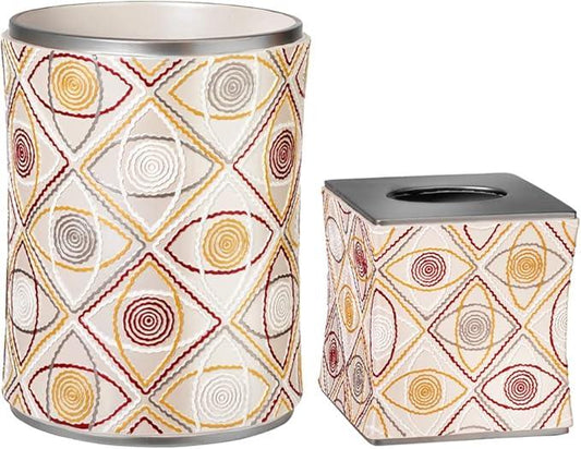 Zahari Home 2pc Sedona Modern Bath Accessories Set Waste Basket & Tissue Box Modern Classic Contemporary Decorative Beautiful Designs Bathroom Decor Set for Home Luxury Bath Set - ModernBath
