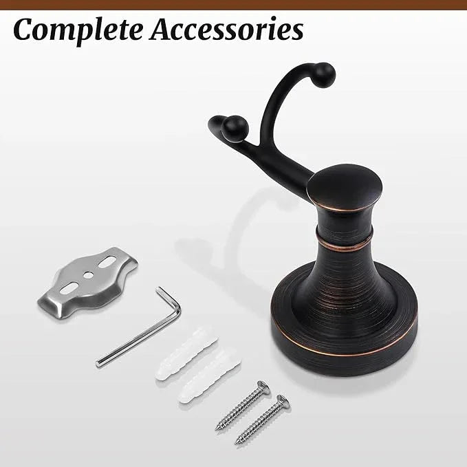 Oil Rubbed Bronze Bathroom Towel Hook, Bronze Bathroom Robe Hook, Heavy Duty Double Towel Hooks Bath Farmhouse Coat Clothes Hook Wall Mounted Rustic for Kitchen Washroom - ModernBath