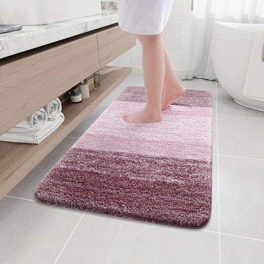 Arotive Microfiber Bathroom Rugs, Shaggy Soft and Absorbent Bath Rug, Non-Slip, Thick Plush Machine Washable Dry Bath Mats for Bathroom, Tub and Shower, 44x24, Mauve, Rectangular - ModernBath