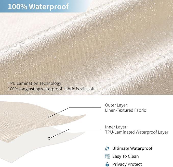 THAIGEE 2-in-1 Waterproof Extra Long Fabric Shower Curtain or Liner,Linen Textured,96 Inch Breathable TPU & Washable Bathroom Shower Curtain Set with 12 Plastic Hooks,Modern,72"x96" Cream - ModernBath