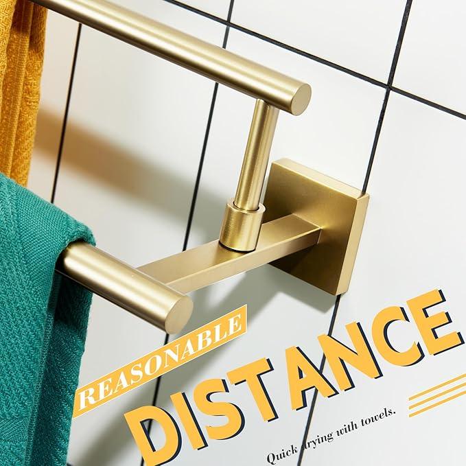 KOKOSIRI Bath Towel Bars 36-Inch Double Towel Rails Overlength Bathroom Racks for Cabinet Kitchen Brushed Gold Stainless Steel B5009BG-L36 - ModernBath