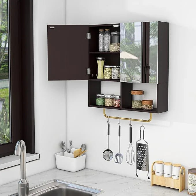 Wall Mounted Storage Cabinet with Mirror & Adjustable Shelves- Bathroom Medicine Cabinet with Towel Bar for Bathroom, Laundary, Enterway,Bedroom - ModernBath