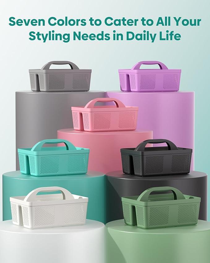 MLIKLU 4 Pack Portable Shower Caddy, Integrated Handle, Reinforced Plastic, Quick-Dry Ventilation Holes, Multi-purpose Storage Basket for Home, Dorm and Bathroom, Kitchen, Under Sink Storage, Cyan - ModernBath
