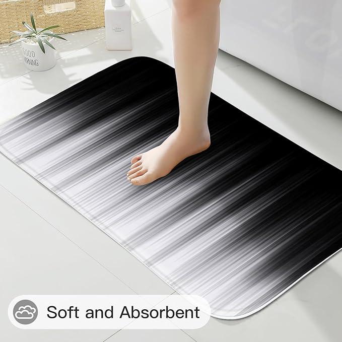 Litabel 4 Pcs Grey and Black Gradient Shower Curtain Set with Rugs and Toilet Lid Cover, Modern Simple Waterproof Fabric Bathroom Set, Ombre Stripe Gothic Abstract Bathroom Decor Set Accessories - ModernBath